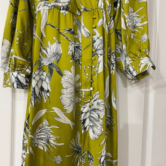 Zara Dresses Zara Green Floral Satin Wrap Midi Dress Poshmark